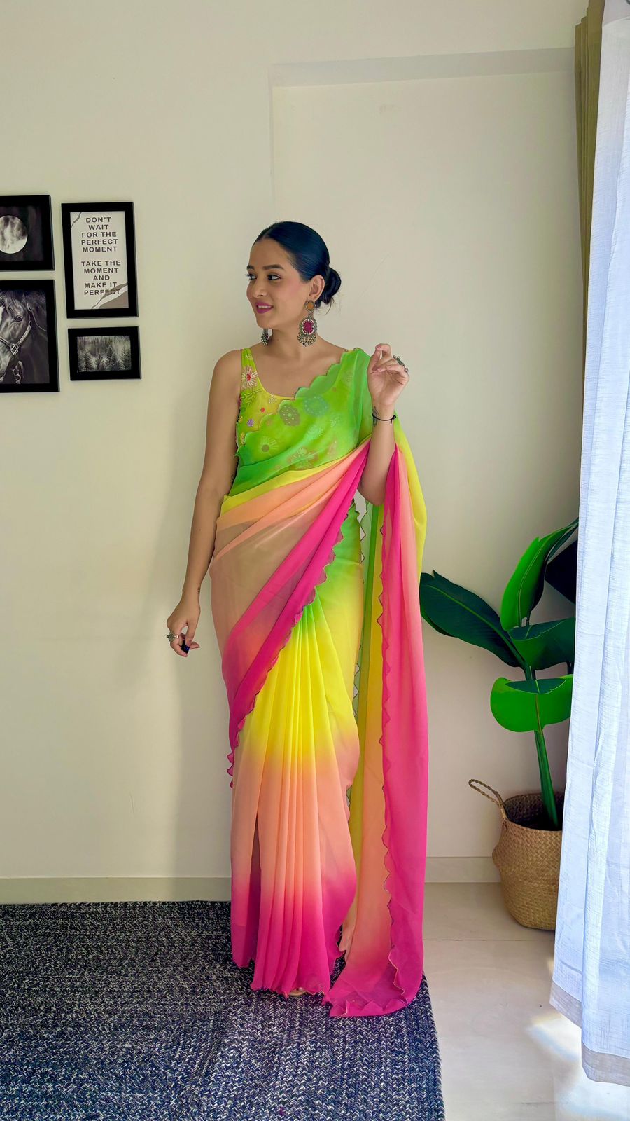 Multi Color Chiffon Saree