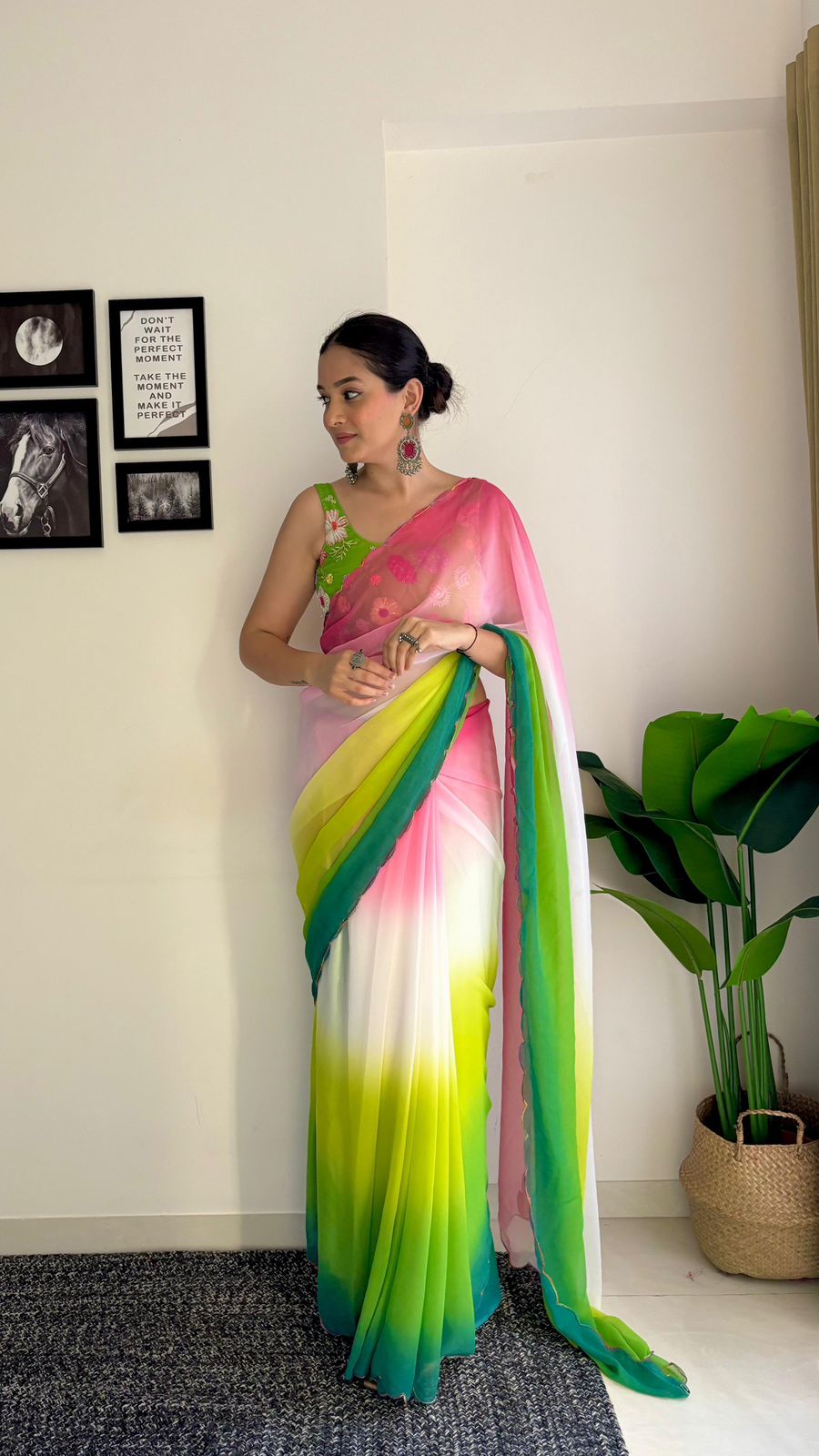 Multi Color Chiffon Saree