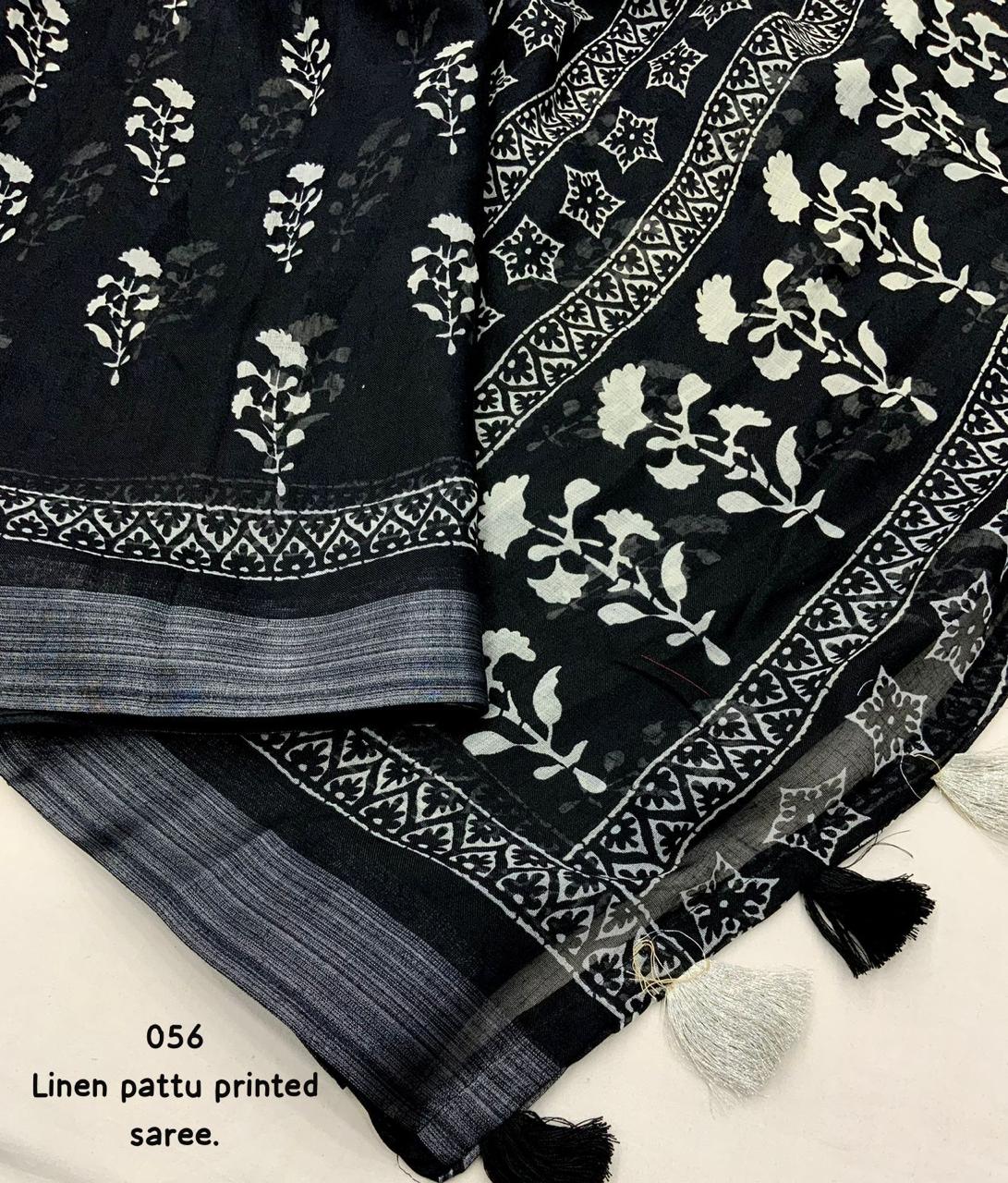 New Black Color Soft Linen Saree