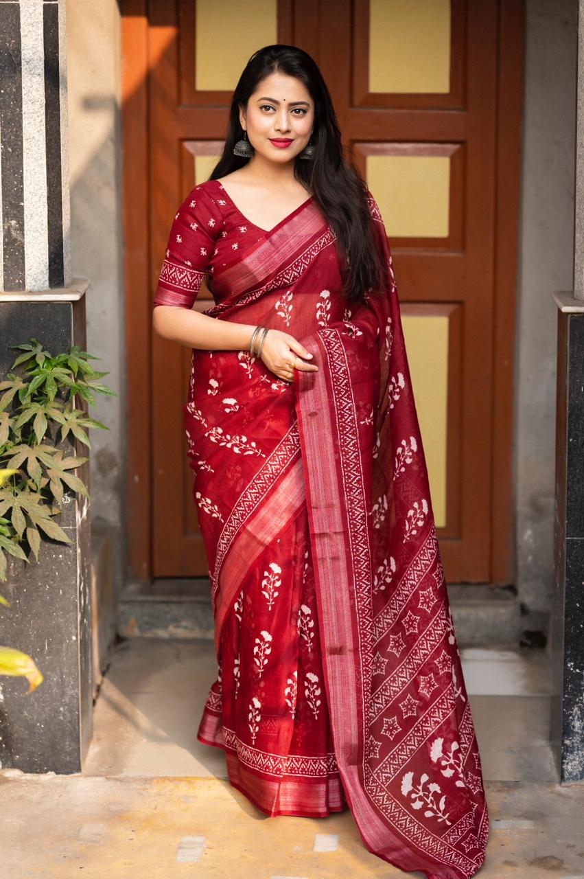 New Black Color Soft Linen Saree