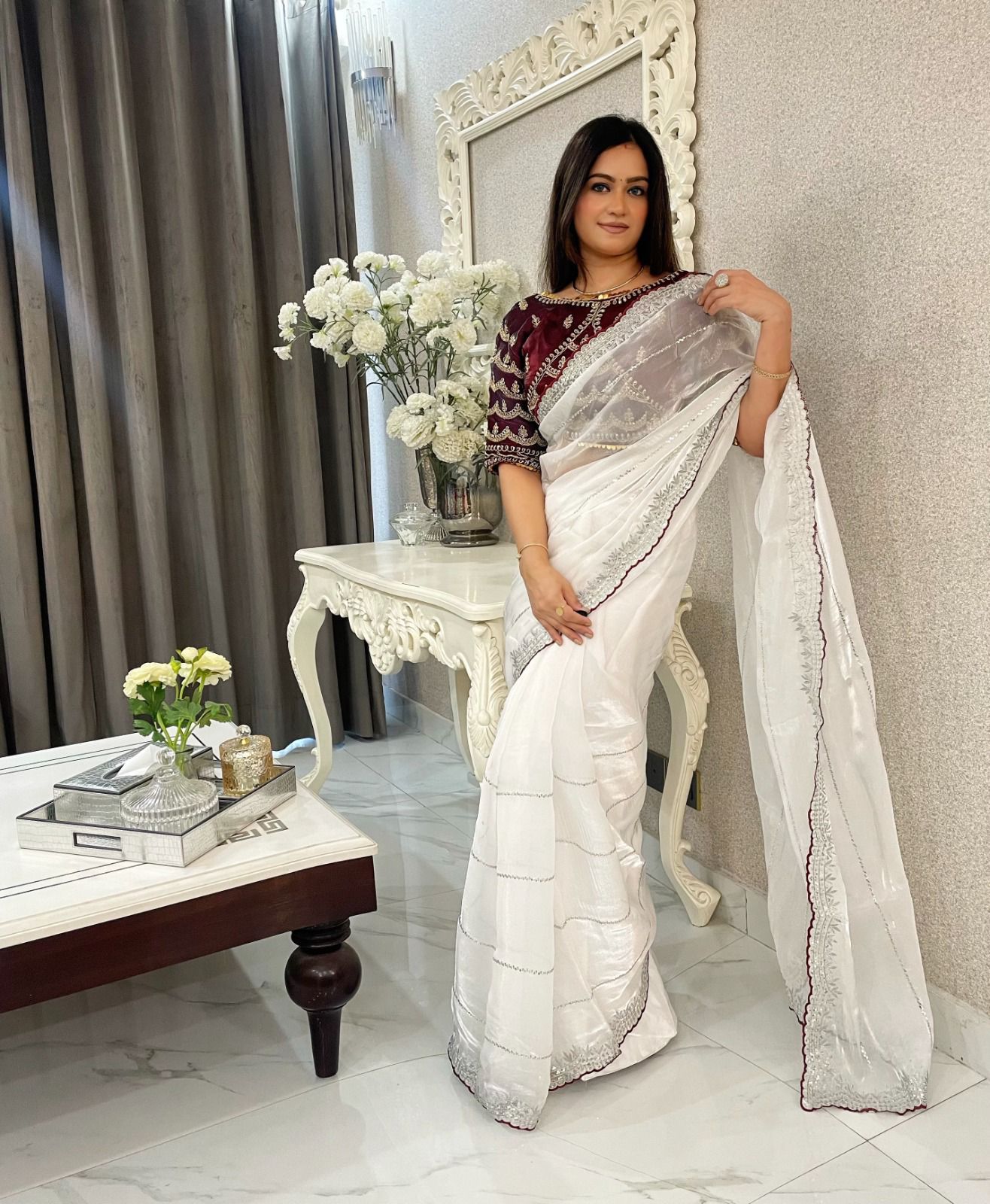 Rama Color Jimmy Choo Silk Saree