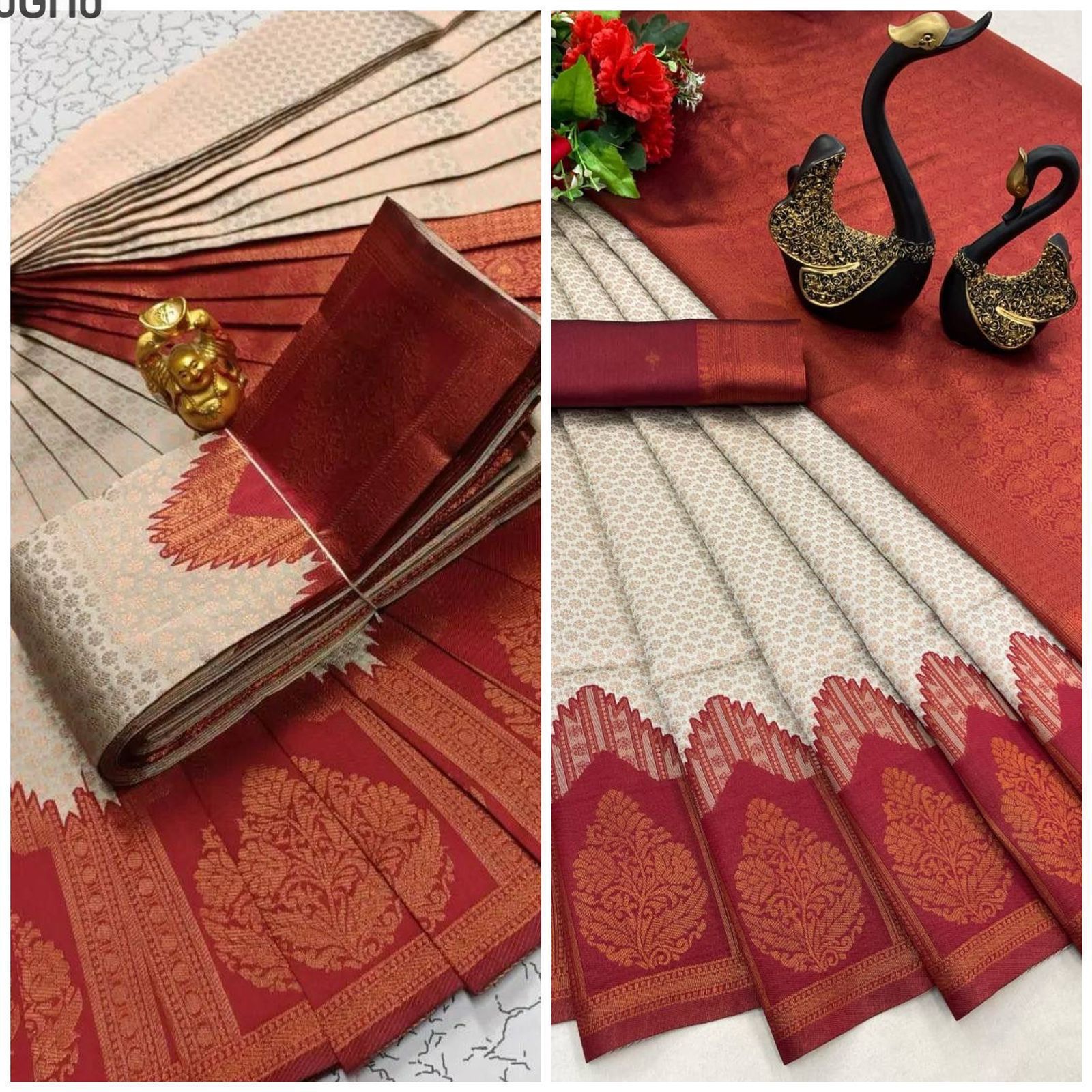 Pink Banarasi Copper Silk Saree