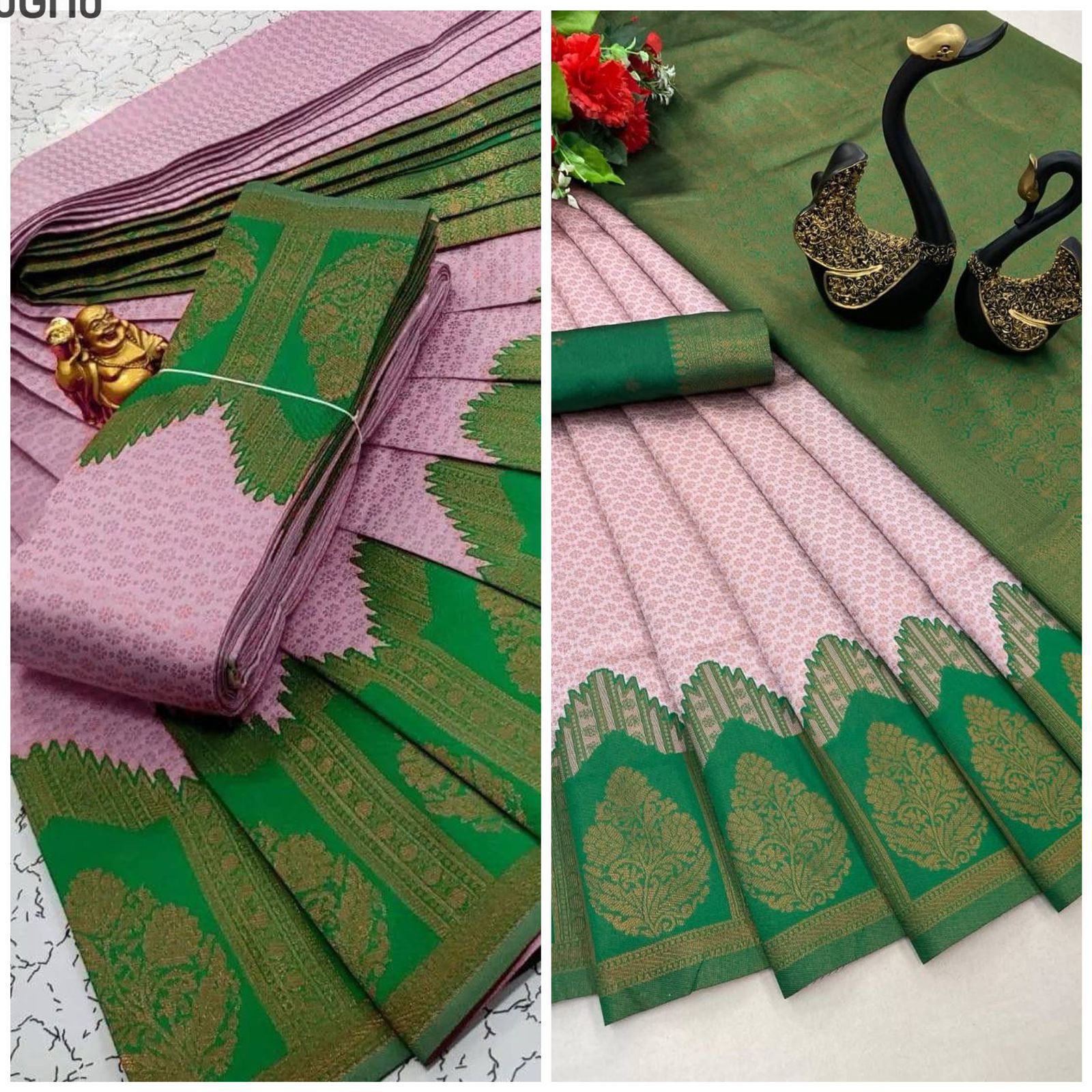 Pink Banarasi Copper Silk Saree