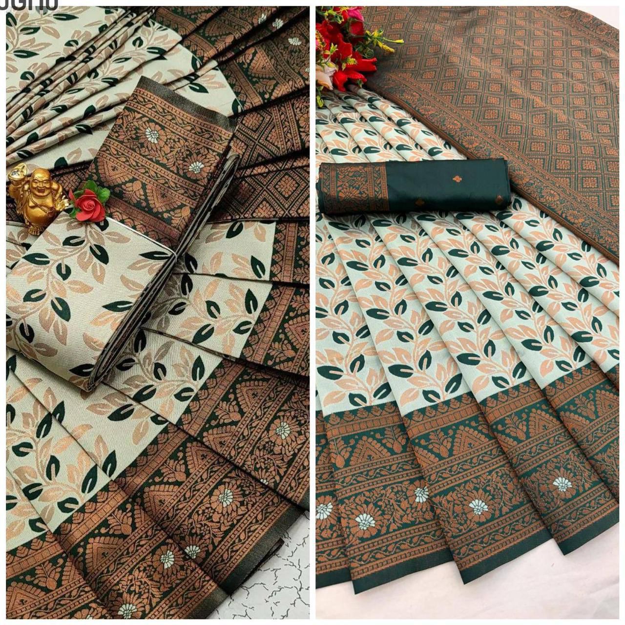 Triple Weaving Zari Concept Tissue Saree