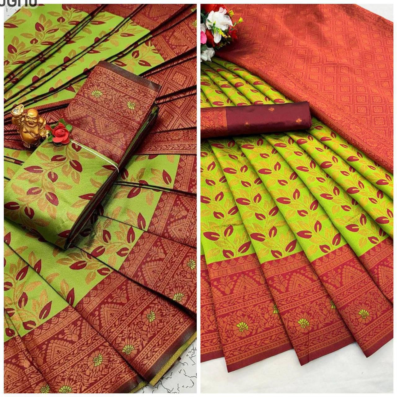 Triple Weaving Zari Concept Tissue Saree