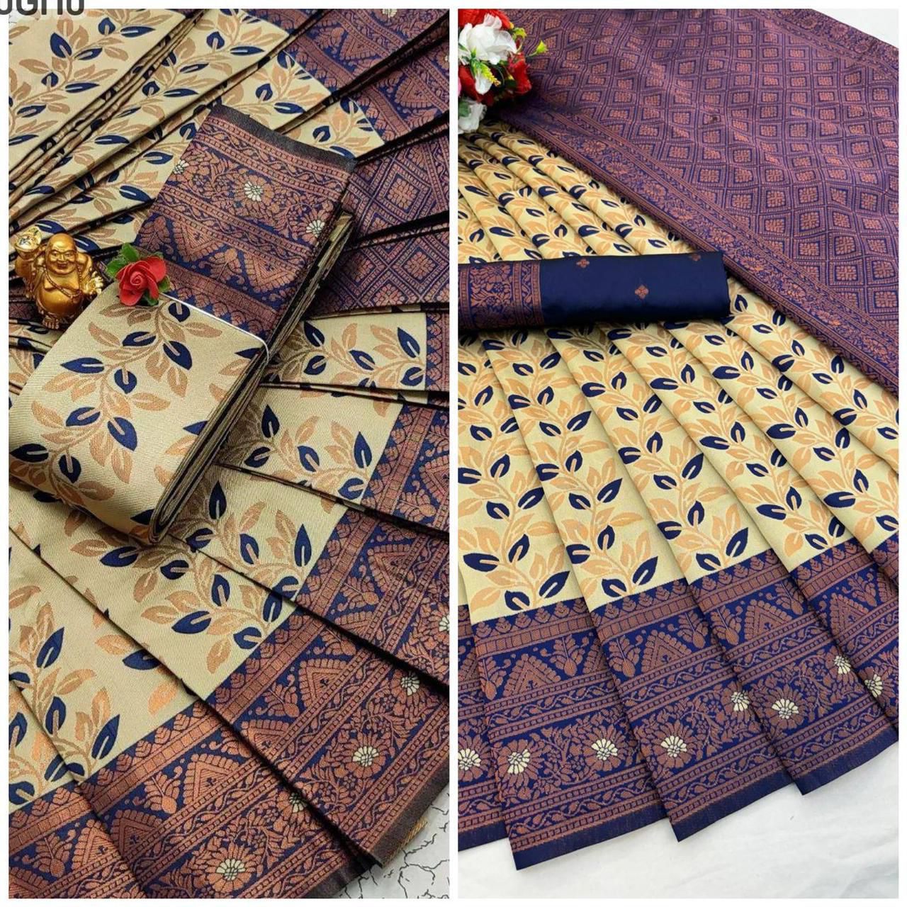 Triple Weaving Zari Concept Tissue Saree