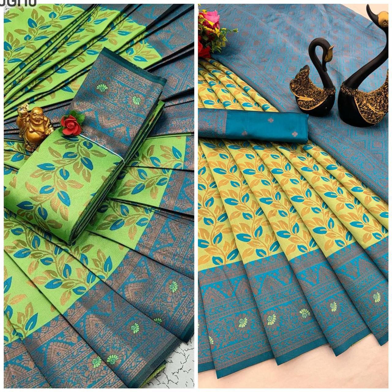 Triple Weaving Zari Concept Tissue Saree