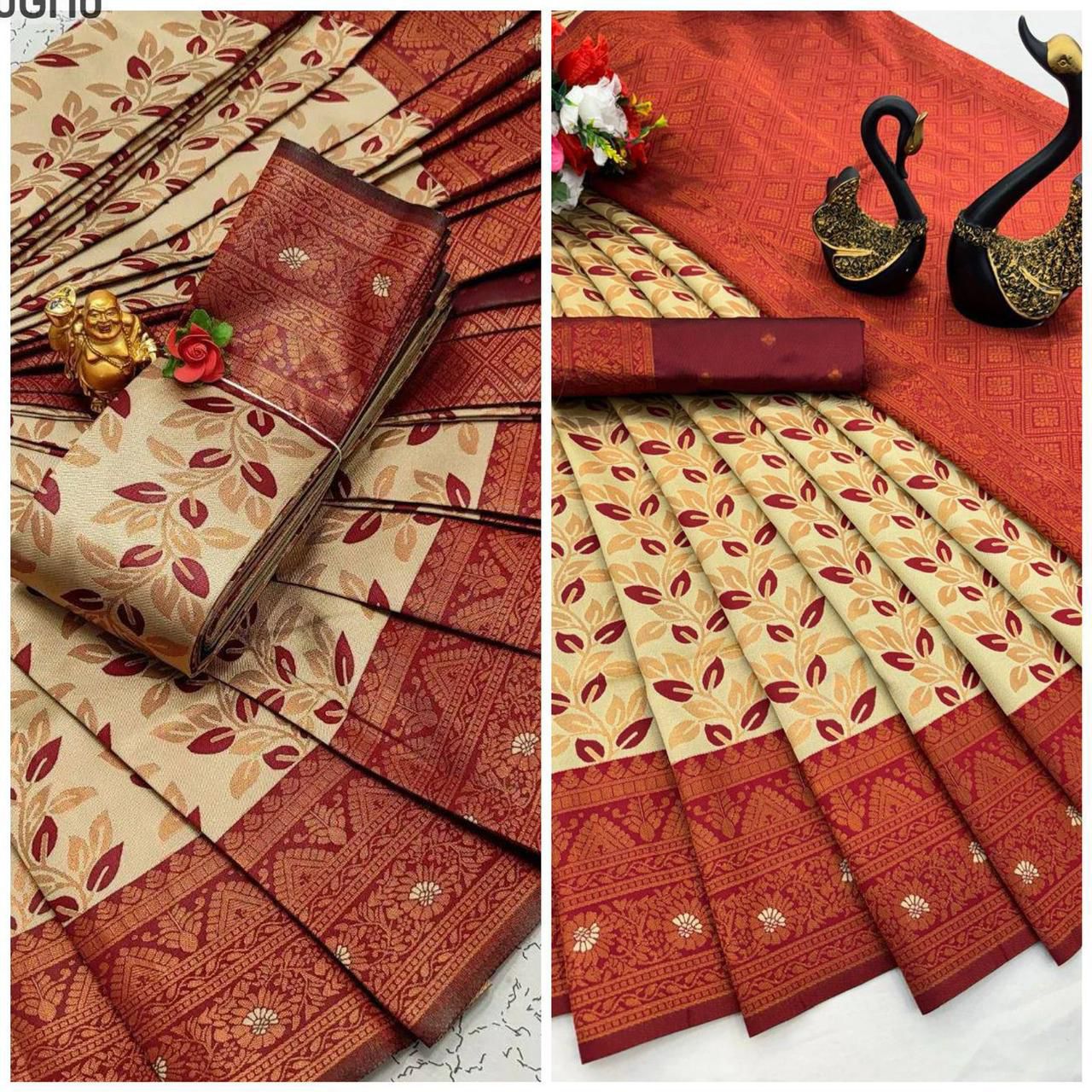 Triple Weaving Zari Concept Tissue Saree