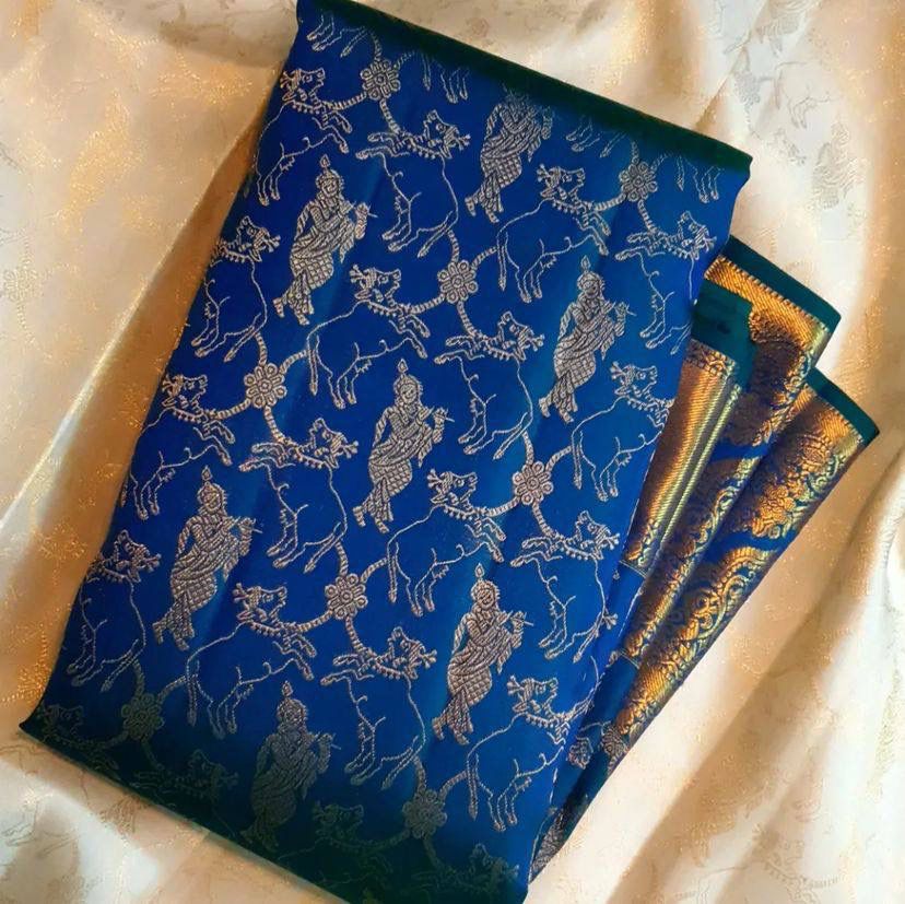 Krishna Janmashtami Special Blue Banarasi Silk Saree