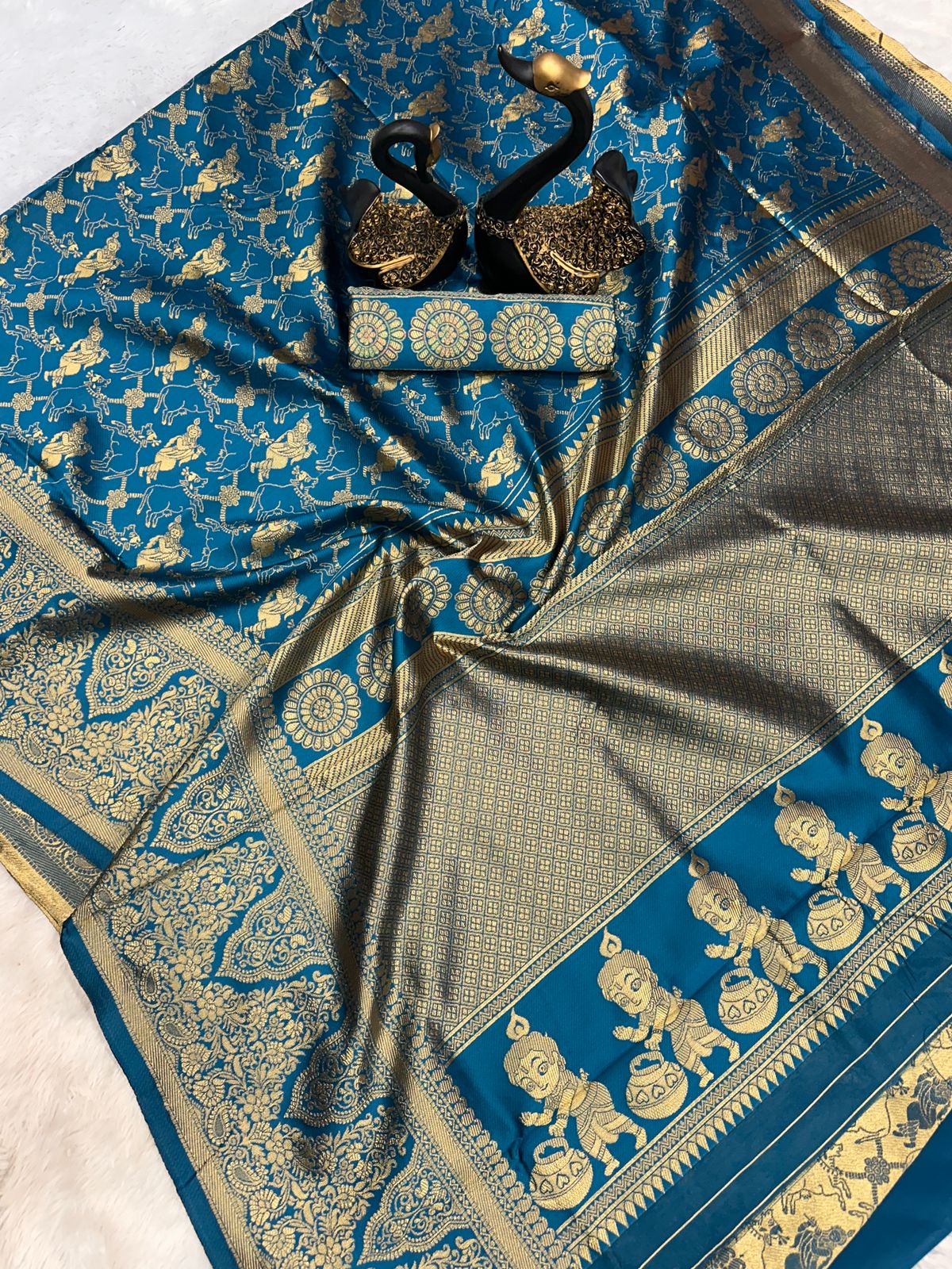 Krishna Janmashtami Special Blue Banarasi Silk Saree