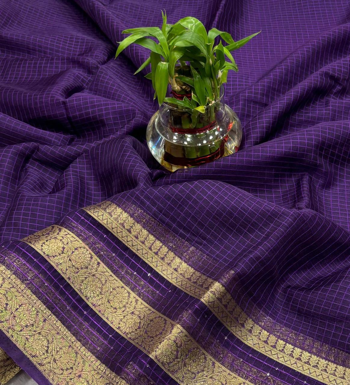 Pure Banarasi Organza Sequence Border Saree