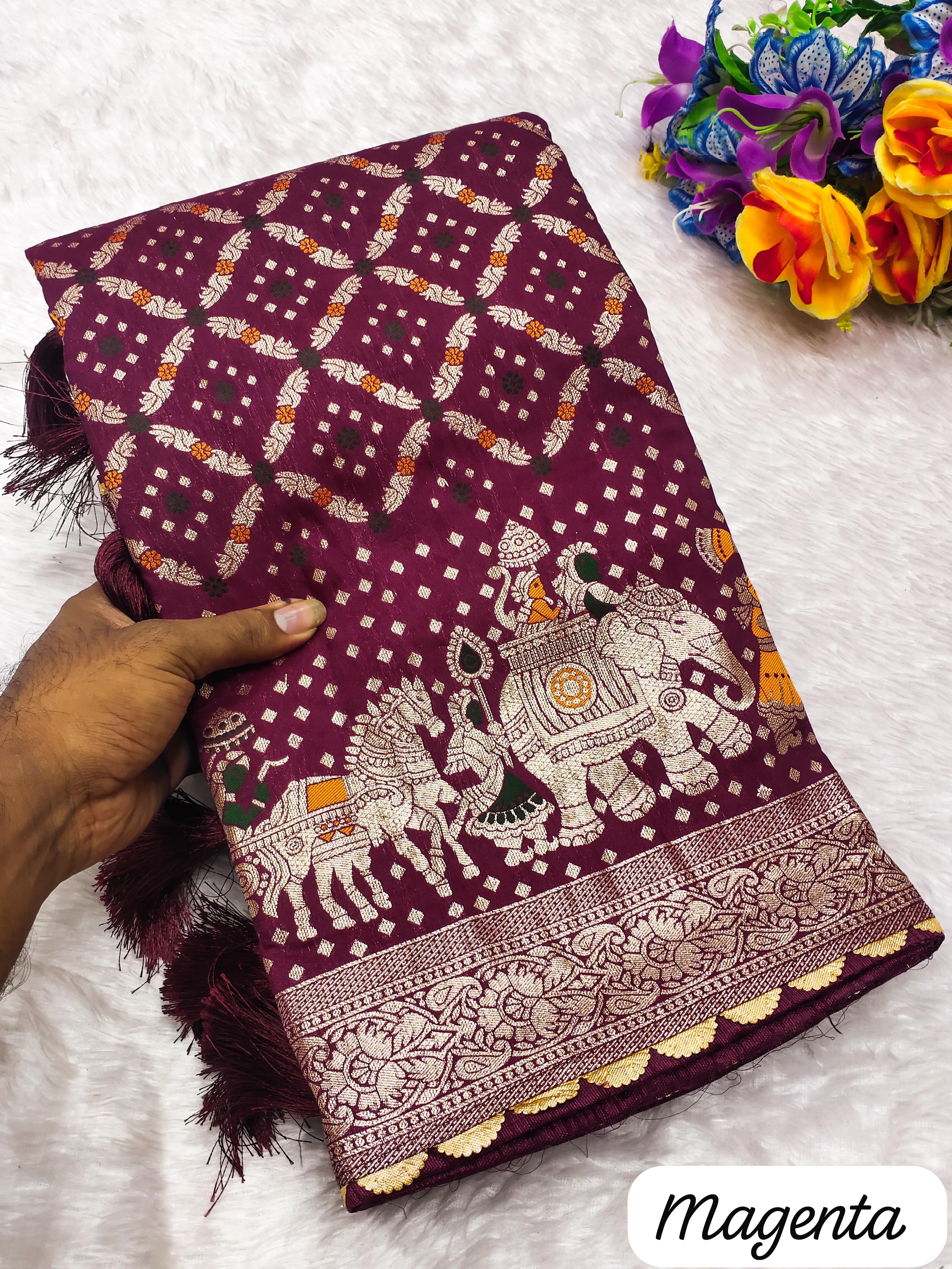 Beautiful Banarasi Dola Silk Zari Saree