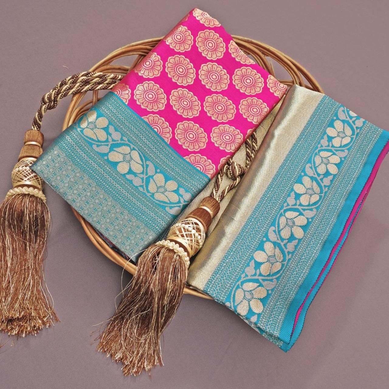 Pink Banarasi Soft Silk Saree