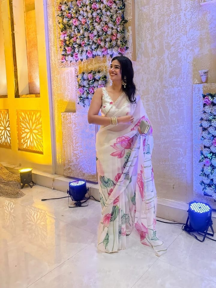 Pure Organza Silk Hand-Embroidered Saree