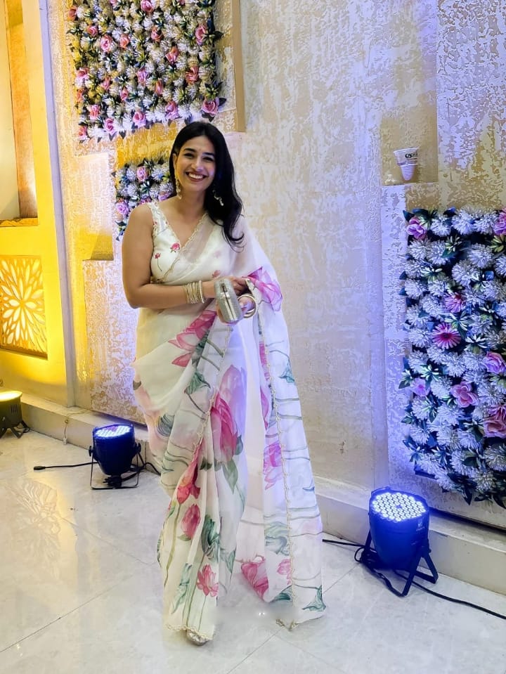 Pure Organza Silk Hand-Embroidered Saree