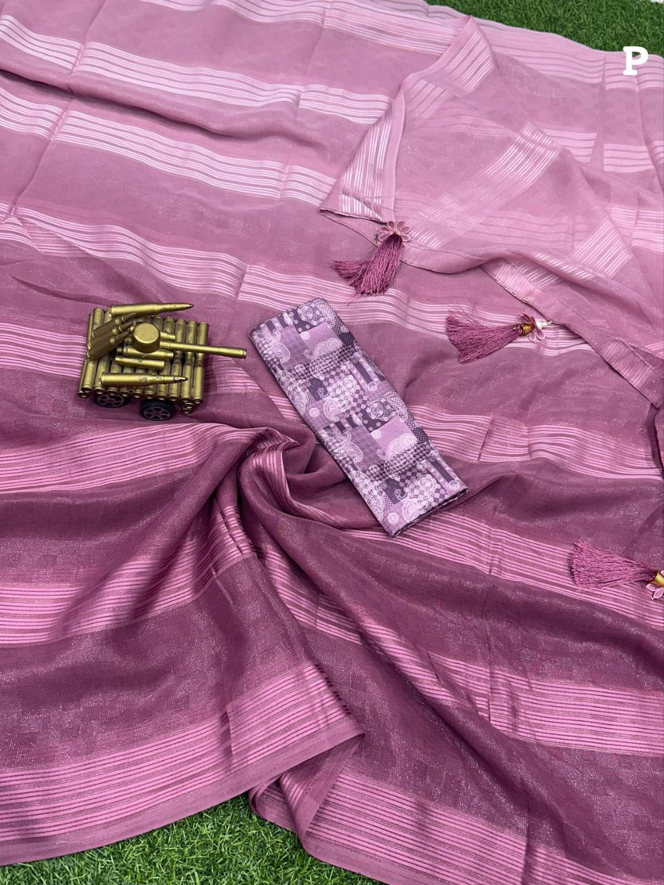 Pinkish Peddling Dusty Colour Saree