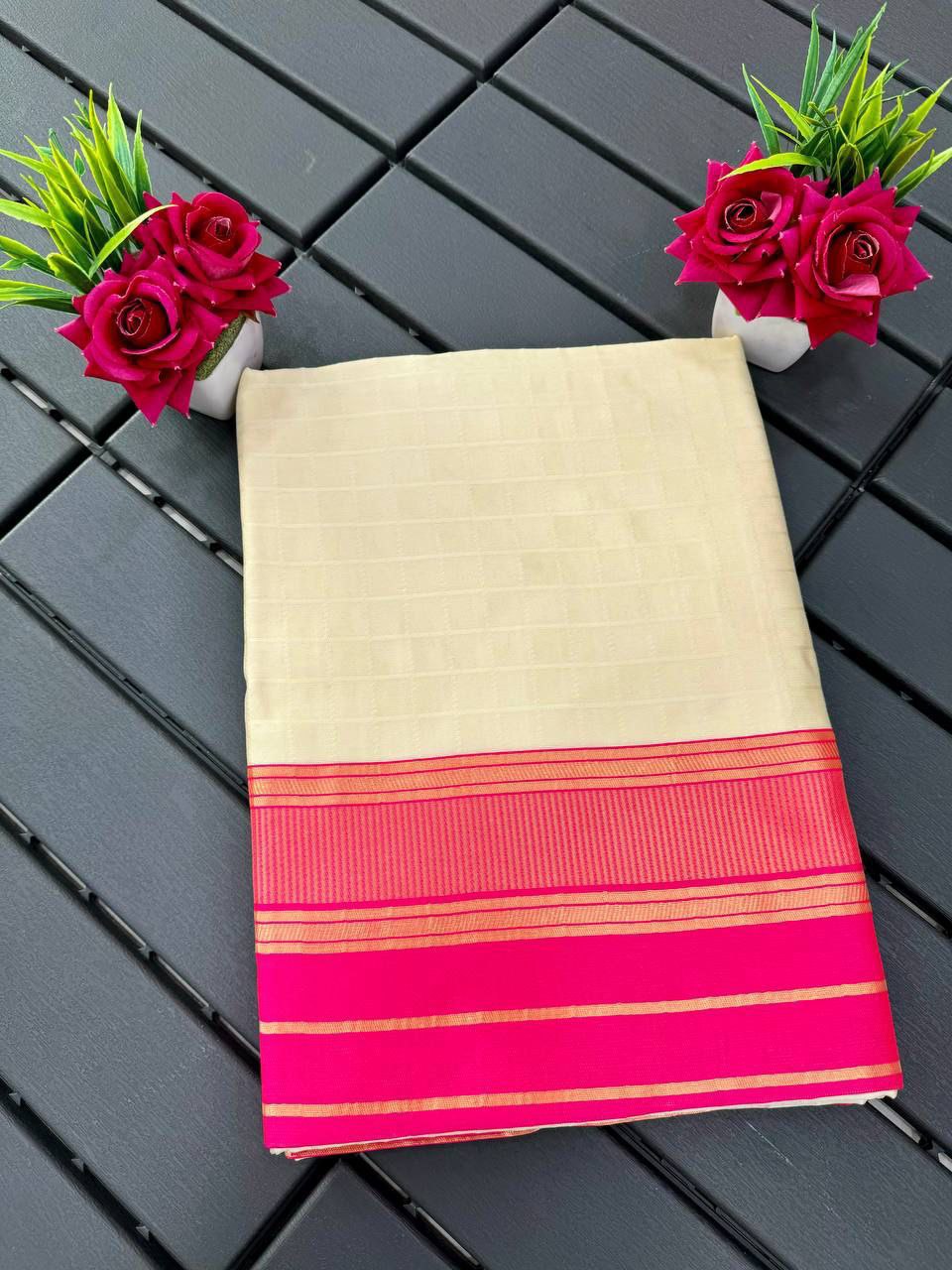 Beautiful Art Silk Jacquard Border Saree