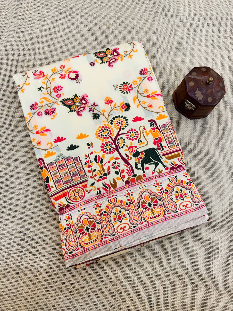 Hypnotic  Pashmina Saree With Preferable Blouse Piece -  OFF -WHITE