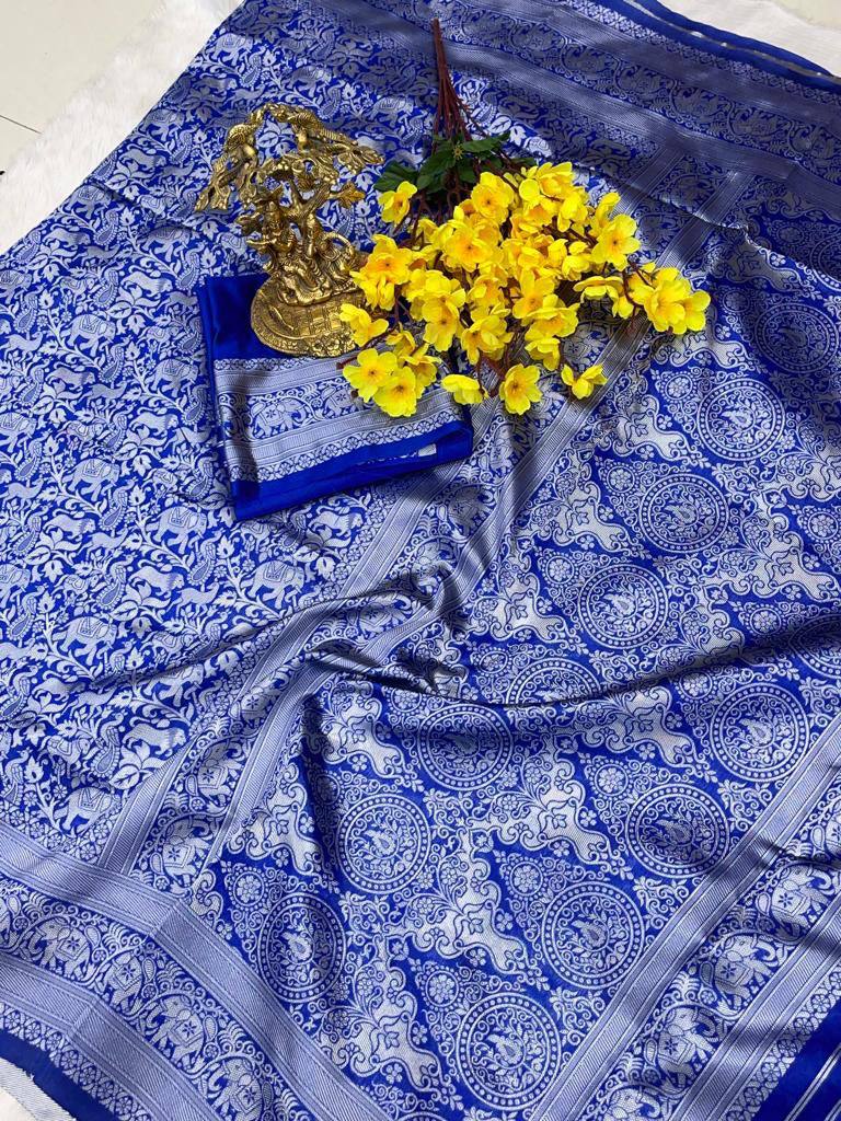 Traditional Banarasi Litchi Silk Saree With Blouse Piece