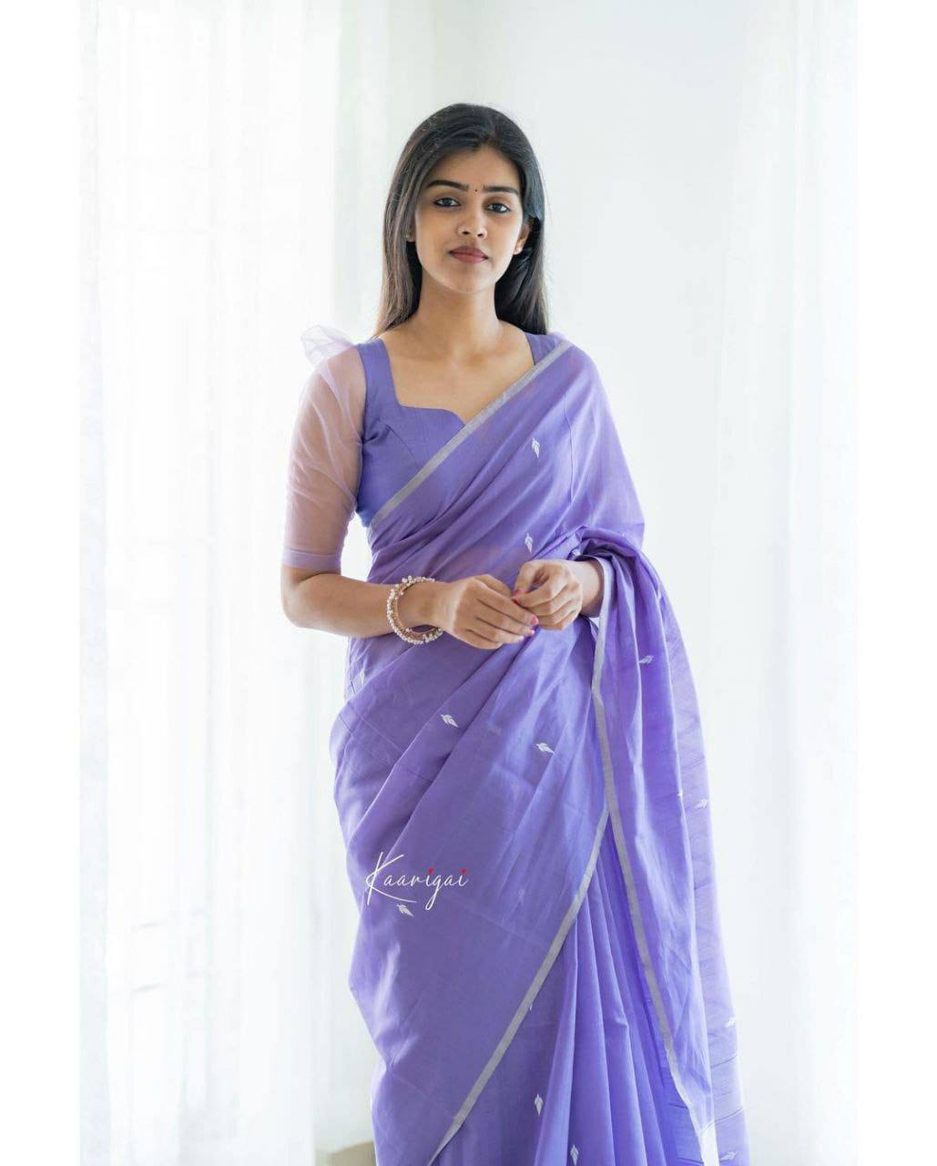 Light Purple Colour Banarasi Linen Silk Saree With Blouse Piece