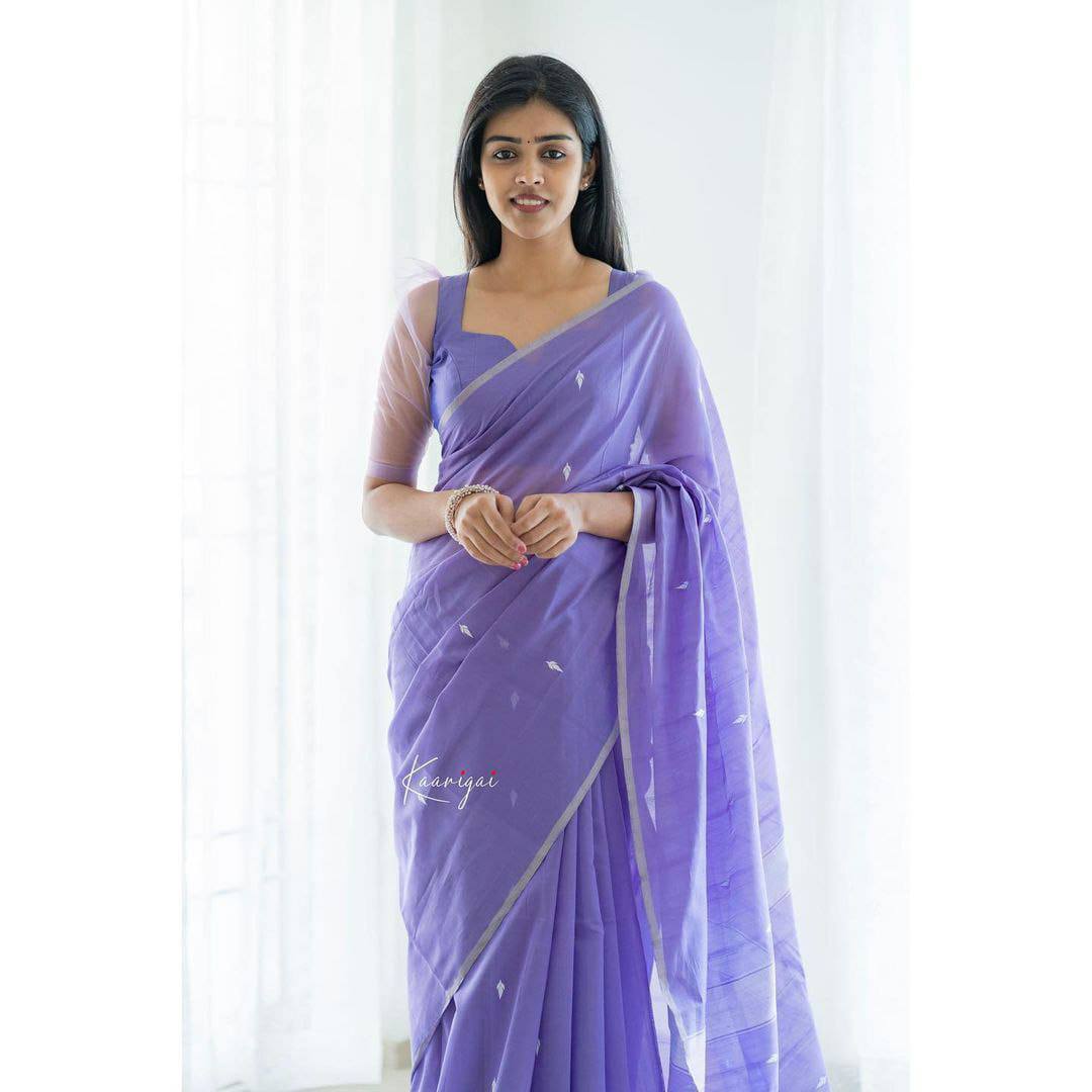 Light Purple Colour Banarasi Linen Silk Saree With Blouse Piece