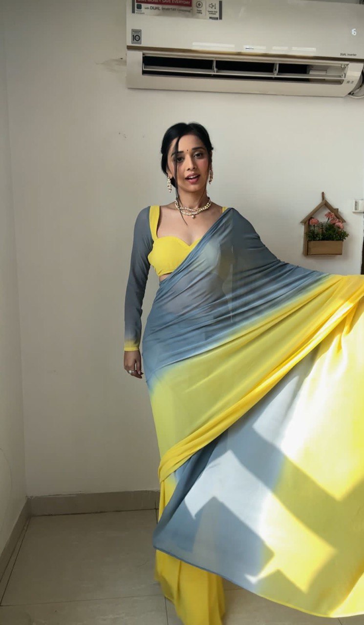 1-Min Georgette Ready To Wear Saree With Blouse Piece